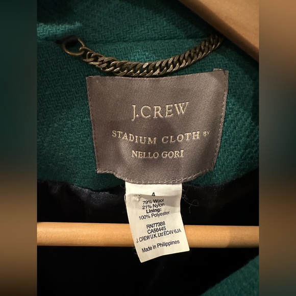 J Crew Majesty green wool pea coat size 4 - Picture 3 of 5